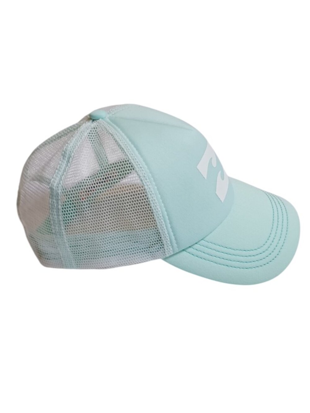 Billabong Mint Green & White Mesh Trucker Hat Surf Wave Logo Snapback - Picture 3 of 12